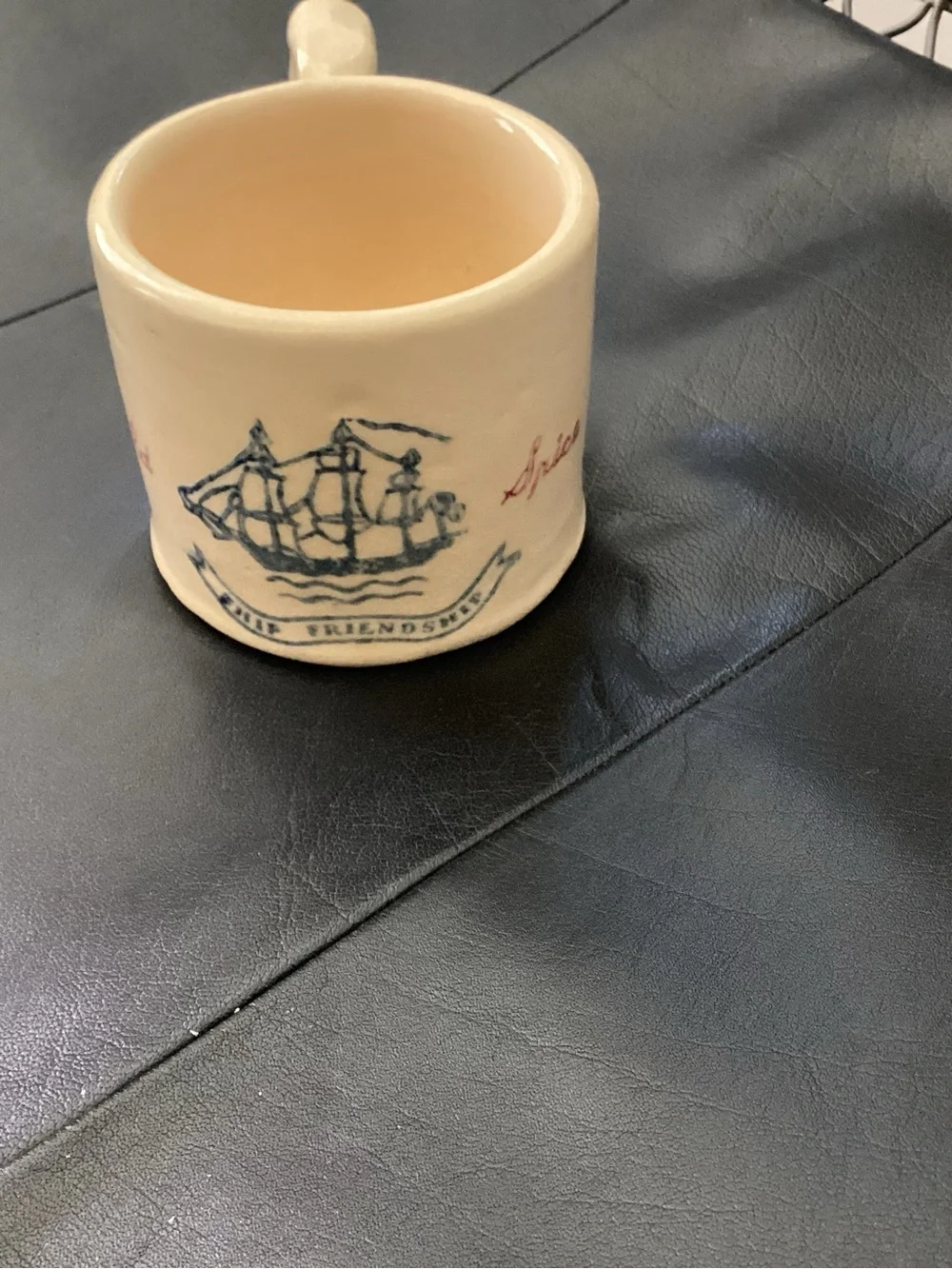 Vtg. Early American OLD SPICe “Ship Friendship” Shaving Mug. This  design is HSA